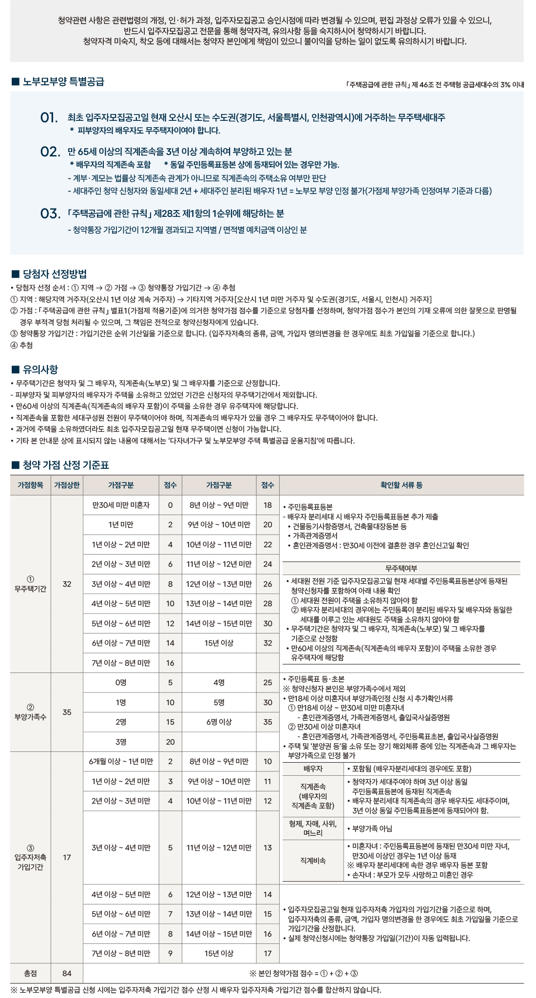 노부모부양 특별공급 안내